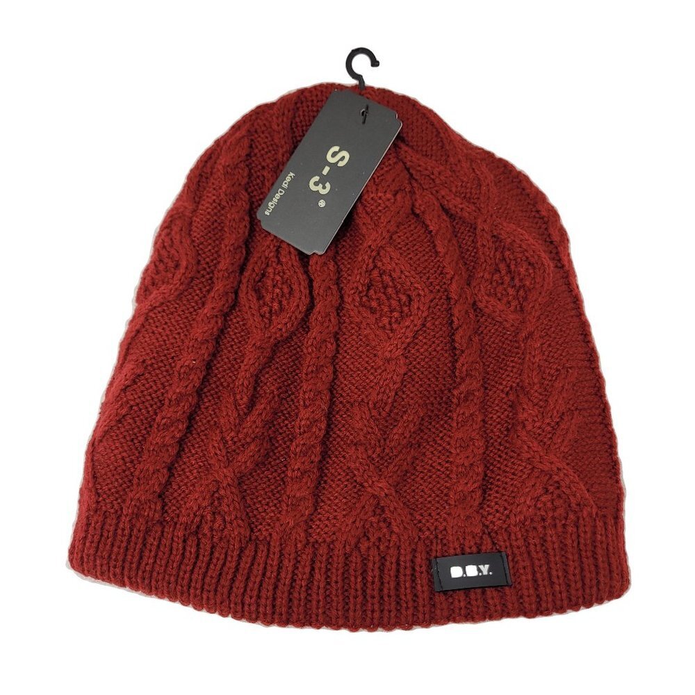 Women's Warm Winter Beanie Hat, Burgundy